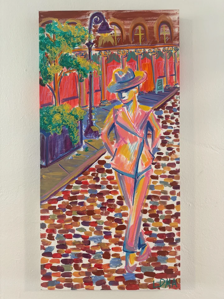 Cobblestones and Heels, an LDMA mixed-media artwork from 2025
